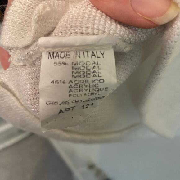 Venti 6 Made in Italy Modal White Star Sweater V Neck Soft Casual Size Medium - Picture 7 of 15